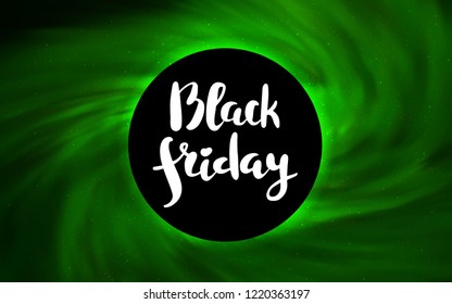 Light Green vector cover with a black hole, nebula. Colorful illustration of a black hole on a starry backdrop. Pattern for posters, banners of sales.