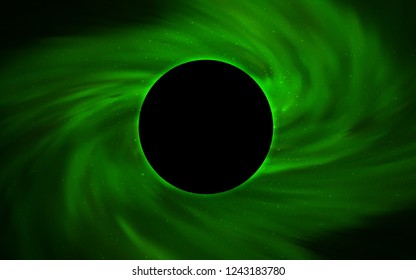 Light Green vector cover with a black hole, nebula. Colorful illustration of a black hole on a starry backdrop. Backdrop for Black Friday promotions.