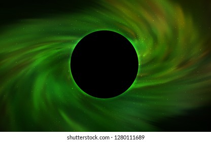 Light Green vector cover with a black hole, nebula. Illustration with colorful milky way stars and a black hole. Backdrop for ads, leaflets of Black Friday.