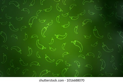 Light Green vector cover with chili peppers. Pepers on blurred abstract background with colorful gradient. Pattern for menu of cafes, bars, restaurants.