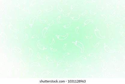 Light Green vector cover with chili peppers. Glitter abstract sketch with hot peppers. Pattern for ad, booklets, leaflets of restaurants.