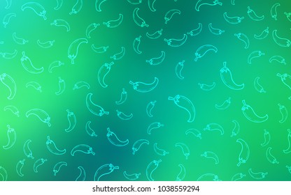 Light Green vector cover with chili peppers. Beautiful colored illustration with peppers in doodle style. Pattern for menu of cafes, bars, restaurants.