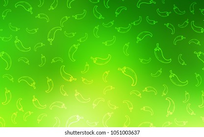 Light Green vector cover with chili peppers. Decorative shining illustration with peppers on abstract template. Design for ad, poster, banner of cafes or restaurants.