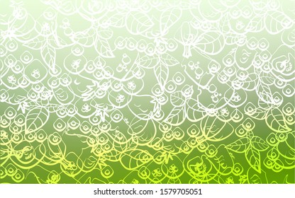 Light Green vector cover with cuisine gourmet. Illustration with set of fresh food in doodle style. Template for meal cooking in kitchen.