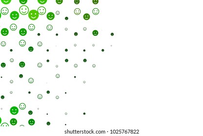 Light Green vector cover with cute smiles. Decorative shining illustration with smiles on white template. Beautiful design for your business advert.