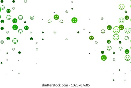 Light Green vector cover with cute smiles. Decorative shining illustration with smiles on white template. Design for positive ad, poster, banner.