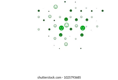 Light Green vector cover with cute smiles. Illustration with set of smiles in simple style. Design for positive ad, poster, banner.