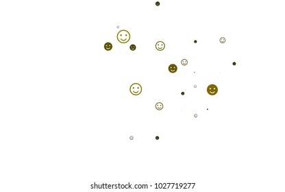 Light Green vector cover with cute smiles. Glitter abstract sketch with smiley, icons. Beautiful design for your business advert.