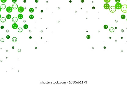 Light Green vector cover with cute smiles. Illustration with set of smiles in simple style. Design for positive ad, poster, banner.