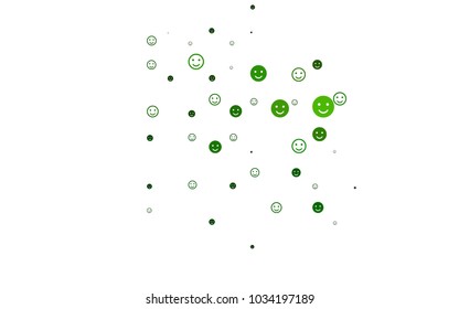Light Green vector cover with cute smiles. Illustration with set of smiles in simple style. Beautiful design for your business advert.