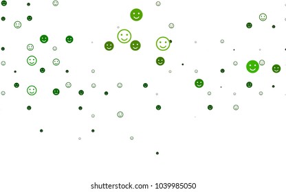 Light Green vector cover with cute smiles. Colorful gradient Smiles on white background. Pattern for parties, gifts, congratulations.
