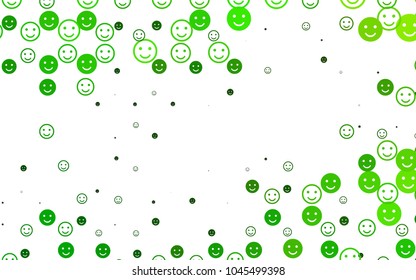 Light Green vector cover with cute smiles. Illustration with set of smiles in simple style. Beautiful design for your business advert.