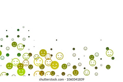 Light Green vector cover with cute smiles. Blurred decorative design of smiles in doodle style. Pattern for ad, booklets, leaflets of celebrations.