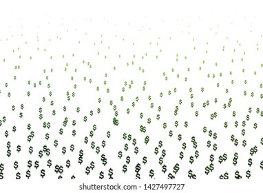 Light Green vector cover with Dollar signs. Abstract illustration with colored financial digital symbols. Best design for your ad, poster, banner of money.