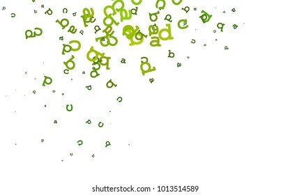 Light Green vector cover with english symbols. Shining colorful illustration with isolated letters. Template can be used as a background for ads of typography.