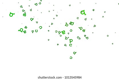 Light Green vector cover with english symbols. Abstract illustration with colored latin alphabet. Template can be used as a background for ads of typography.