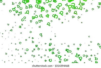 Light Green vector cover with english symbols. Colored alphabet signs with gradient on white background. The pattern can be used as ads, poster, banner for books.