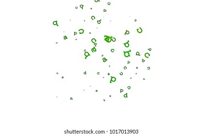 Light Green vector cover with english symbols. Shining illustration with ABC symbols on abstract template. The pattern can be used for ad, booklets, leaflets of education.