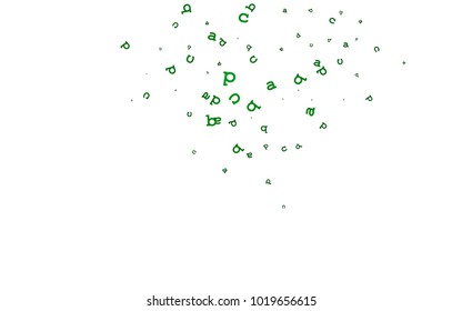 Light Green vector cover with english symbols. Blurred design in simple style with signs of alphabet. The pattern can be used for school, grammar websites.