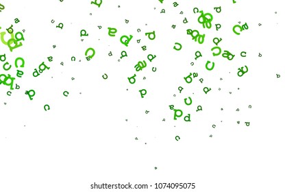 Light Green vector cover with english symbols. Modern geometrical illustration with ABC english symbols. Template can be used as a background for ads of typography.