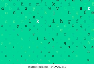 Cubierta vectorial verde claro con símbolos ingleses. Signos de alfabeto de colores con degradado sobre fondo blanco. El patrón se puede utilizar como anuncios, póster, banner para libros.