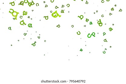 Light Green vector cover with english symbols. Shining illustration with ABC symbols on abstract template. Best design for your ad, poster, banner of college.