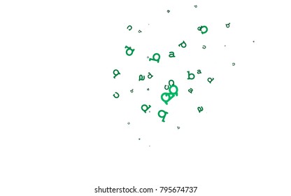 Light Green vector cover with english symbols. Shining colorful illustration with isolated letters. The pattern can be used as ads, poster, banner for books.