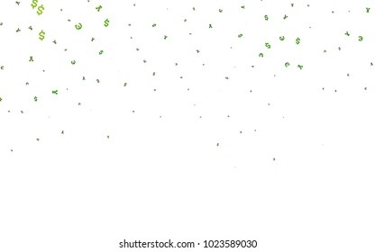 Light Green vector cover with Euro, Dollar, Yen signs. Shining colored illustration with EUR, USD, JPY signs. Smart design for your business advert of economic, wealth.