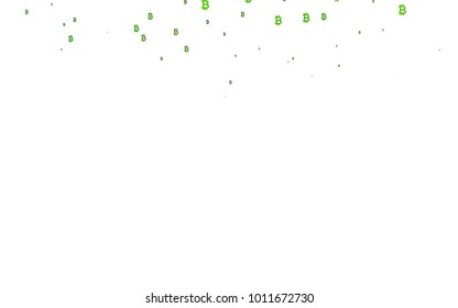 Light Green vector cover with financial symbols. Colored symbols of cryptocurrency on white background. Best design for your ad, poster, banner of BTC money.