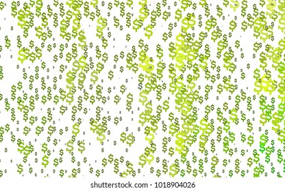 Light Green vector cover with financial symbols. Abstract illustration with colored financial, cash symbols. Template can be used as a background for ads of markets, loans.