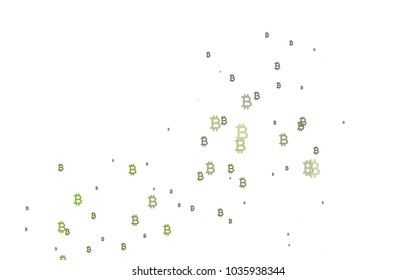 Light Green vector cover with financial symbols. Shining colored illustration with Bitcoin signs, BTC. Template can be used as a background for ads of markets, loans.