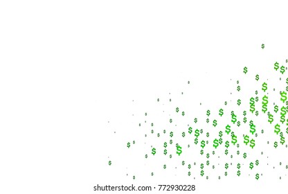 Light Green vector cover with financial symbols. Shining colored illustration with dollar signs, USD. Template can be used as a background for ads of markets, loans.