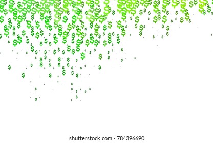 Light Green vector cover with financial symbols. Colored symbols of USA money with gradient on white background. Template can be used as a background for ads of markets, loans.