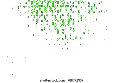 Light Green vector cover with financial symbols. Shining colored illustration with dollar signs, USD. Best design for your ad, poster, banner of USD money.