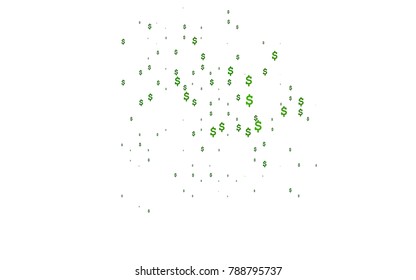 Light Green vector cover with financial symbols. Shining colored illustration with dollar signs, USD. The pattern can be used for ad, booklets, leaflets of banks