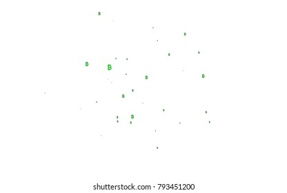 Light Green vector cover with financial symbols. Blurred design in simple style with symbols of Bitcoins. Best design for your ad, poster, banner of BTC money.