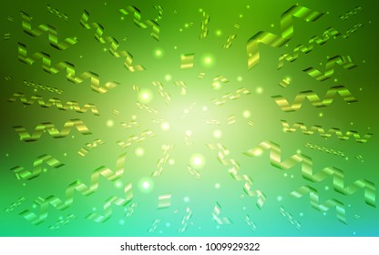 Light Green vector cover with happy holiday ribbons. Confetti on blurred abstract background with colorful gradient. New design for ad, poster, banner of your Party.