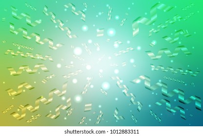 Light Green vector cover with happy holiday ribbons. Glitter abstract illustration with colorful confetti, ribbons. New design for ad, poster, banner of your Party.