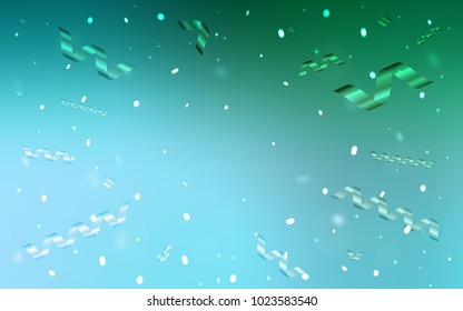 Light Green vector cover with happy holiday ribbons. Modern geometrical abstract illustration with carnival ribbons. The pattern can be used for birthday gifts, congratulations.