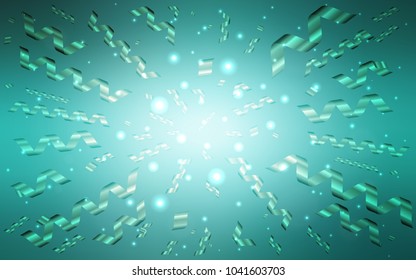 Light Green vector cover with happy holiday ribbons. Blurred decorative design in anniversary style with confetti. The pattern can be used for birthday gifts, congratulations.