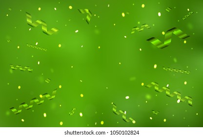 Light Green vector cover with happy holiday ribbons. Blurred decorative design in anniversary style with confetti. The template can be used as a background for postcards.