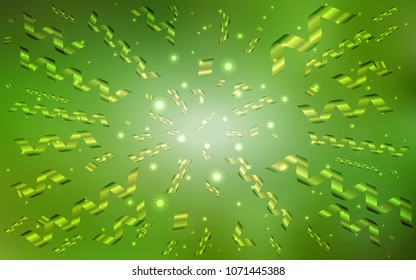 Light Green vector cover with happy holiday ribbons. Decorative shining illustration with ribbons on abstract template. Beautiful design for your business advert of anniversary.