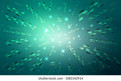 Light Green vector cover with happy holiday ribbons. Confetti on blurred abstract background with colorful gradient. Beautiful design for your business advert of anniversary.