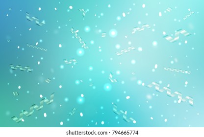 Light Green vector cover with happy holiday ribbons. Confetti on blurred abstract background with colorful gradient. The pattern can be used for new year ad, booklets.