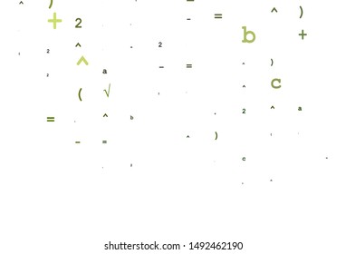Light Green vector cover with math elements. Abstract illustration with colored algebra signs. Best design for your math college.