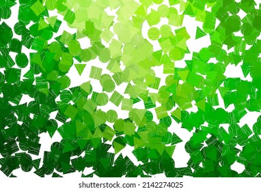Light  green vector cover in polygonal style with circles. Abstract illustration with colorful dots, lines, cubes. Pattern can be used for websites.