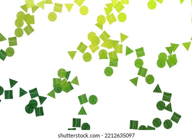 Light Green vector cover in polygonal style with circles. Abstract illustration with colorful dots, lines, cubes. Template for wallpapers.