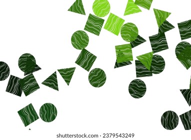 Hellgrüne Vektorgrafik im polygonalen Stil mit Kreisen. Abstrakte Farbverlauf-Illustration mit Kreisen, Dreiecken, Würfeln. Kluges Design für Ihre Unternehmenswerbung.