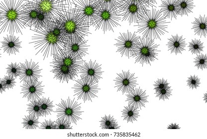 Light green vector cover with sea urchins. Shining illustration of colored sea urchins on white background. The pattern can be used for websites of animals.