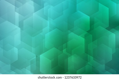 Light Green vector cover with set of hexagons. Glitter abstract illustration in hexagonal style. Pattern can be used for landing pages.